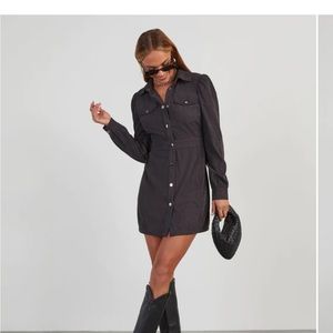 Puff sleeve collared mini dress